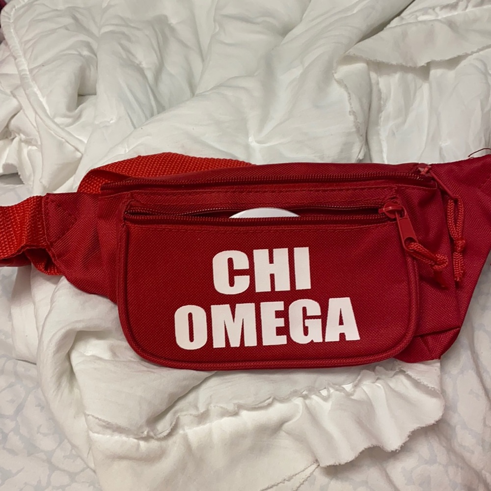 Red chi omega Fanny pack